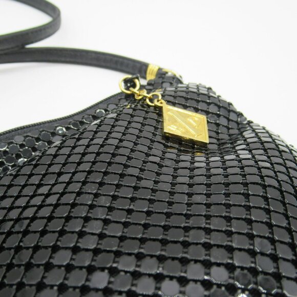 Vintage Whiting & Davis Black Sequin Mesh Crossbody Shoulder Bag With Gold-Tone - Picture 3 of 11